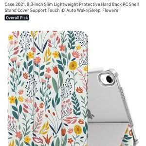 NWT MOKO iPad Mini 7 Case, Auto Wake/Sleep, in Flower design